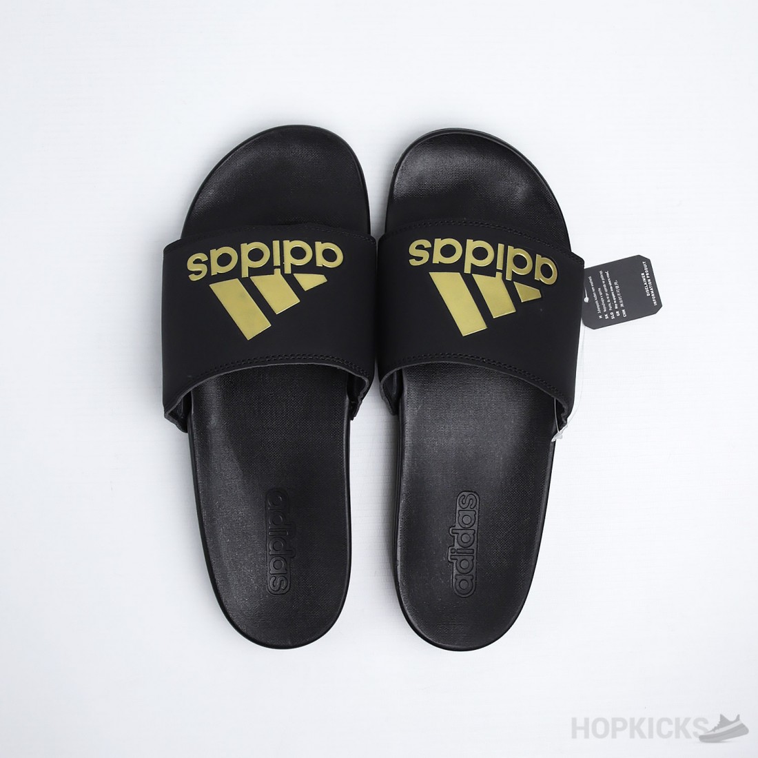 Adilette Gold Metallic Core Black Slides